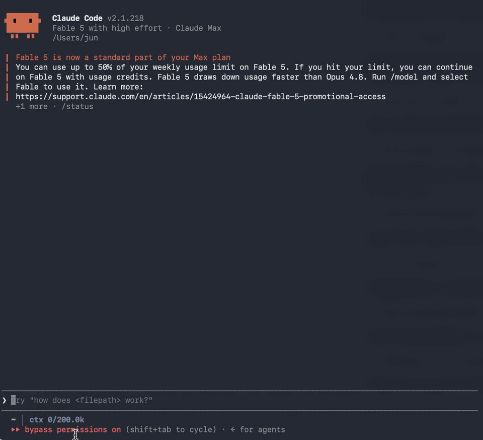 Claude Code running a routed model through opencodex — gpt-5.6-luna-medium active in the status bar